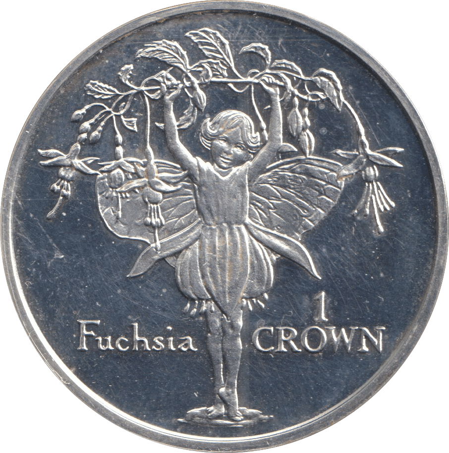1996 ONE CROWN ISLE OF MAN FUCHSIA - SILVER WORLD COINS - Cambridgeshire Coins