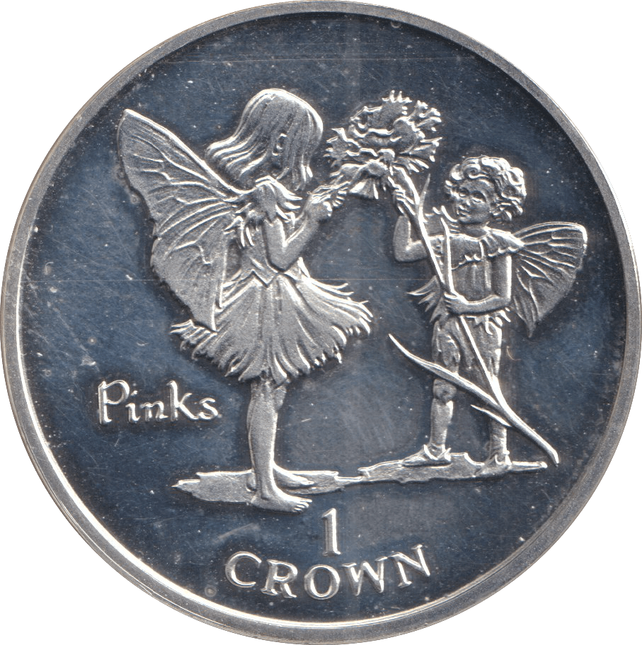 1996 ONE CROWN ISLE OF MAN PINKS - SILVER WORLD COINS - Cambridgeshire Coins
