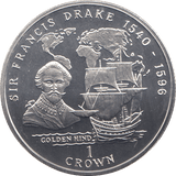 1996 ONE CROWN SIR FRANCIS DRAKE - WORLD COINS - Cambridgeshire Coins