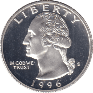 1996 PROOF QUARTER DOLLAR - SILVER WORLD COINS - Cambridgeshire Coins