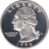 1996 PROOF QUARTER DOLLAR - SILVER WORLD COINS - Cambridgeshire Coins