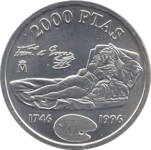 1996 SILVER 2000 PESETAS SPAIN - SILVER WORLD COINS - Cambridgeshire Coins