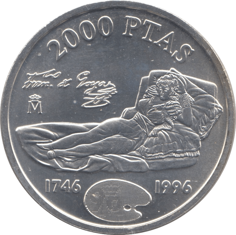 1996 SILVER 2000 PESETAS SPAIN - SILVER WORLD COINS - Cambridgeshire Coins