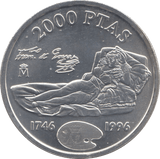 1996 SILVER 2000 PESETAS SPAIN - SILVER WORLD COINS - Cambridgeshire Coins