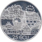 1996 SILVER PROOF 25 ECU AUSTRIA - SILVER WORLD COINS - Cambridgeshire Coins
