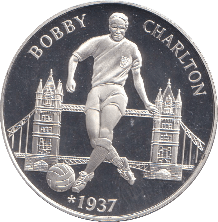 1996 SILVER PROOF BOBBY CHARLTON ROYAL MINT EUROPEAN FOOTBALL CHAMPIONS - SILVER WORLD COINS - Cambridgeshire Coins