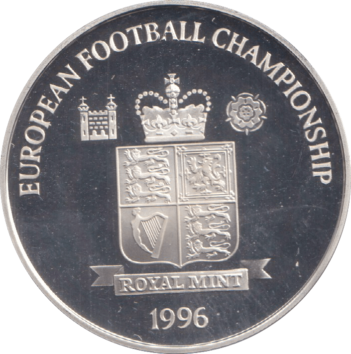 1996 SILVER PROOF BOBBY CHARLTON ROYAL MINT EUROPEAN FOOTBALL CHAMPIONS - SILVER WORLD COINS - Cambridgeshire Coins