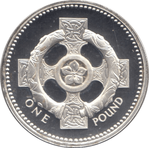1996 SILVER PROOF CELTIC CROSS ONE POUND UNITED KINGDOM - SILVER WORLD COINS - Cambridgeshire Coins