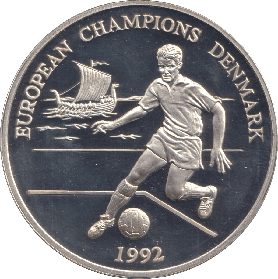 1996 SILVER PROOF DENMARK EUROPEAN FOOTBALL CHAMPIONSHIP - SILVER WORLD COINS - Cambridgeshire Coins