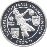 1996 SILVER PROOF EUROPEAN FOOTBALL CHAMPIONSHIP COMMEMORATIVE CROWN ISLE OF MAN - SILVER WORLD COINS - Cambridgeshire Coins