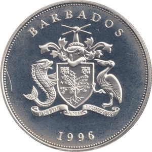 1996 SILVER PROOF FIVE DOLLAR BARBADOS - SILVER WORLD COINS - Cambridgeshire Coins