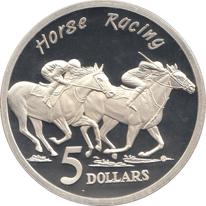 1996 SILVER PROOF FIVE DOLLARS AUSTRALIA HORSE RACING - SILVER WORLD COINS - Cambridgeshire Coins