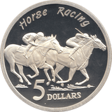 1996 SILVER PROOF FIVE DOLLARS AUSTRALIA HORSE RACING - SILVER WORLD COINS - Cambridgeshire Coins
