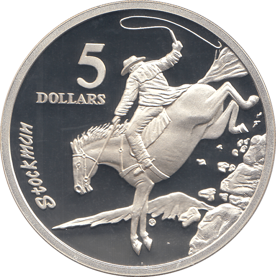 1996 SILVER PROOF FIVE DOLLARS AUSTRALIA STOCKMAN - SILVER WORLD COINS - Cambridgeshire Coins