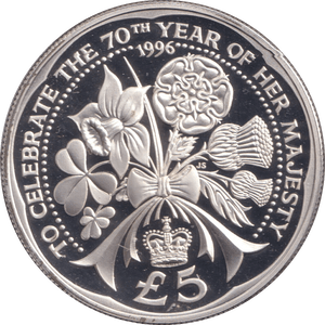 1996 SILVER PROOF FIVE POUNDS ALDERNEY - SILVER WORLD COINS - Cambridgeshire Coins