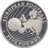 1996 SILVER PROOF FIVE POUNDS EUROPEAN FOOTBALL - 50P Silver Proof - Cambridgeshire Coins