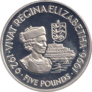 1996 SILVER PROOF FIVE POUNDS GUERNSEY - SILVER WORLD COINS - Cambridgeshire Coins