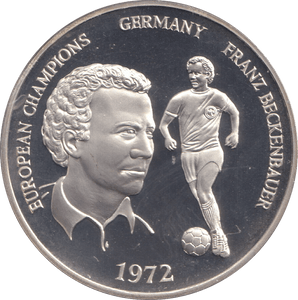 1996 SILVER PROOF FRANZ BECKENBAUER ROYAL MINT EUROPEAN FOOTBALL CHAMPIONS - SILVER WORLD COINS - Cambridgeshire Coins