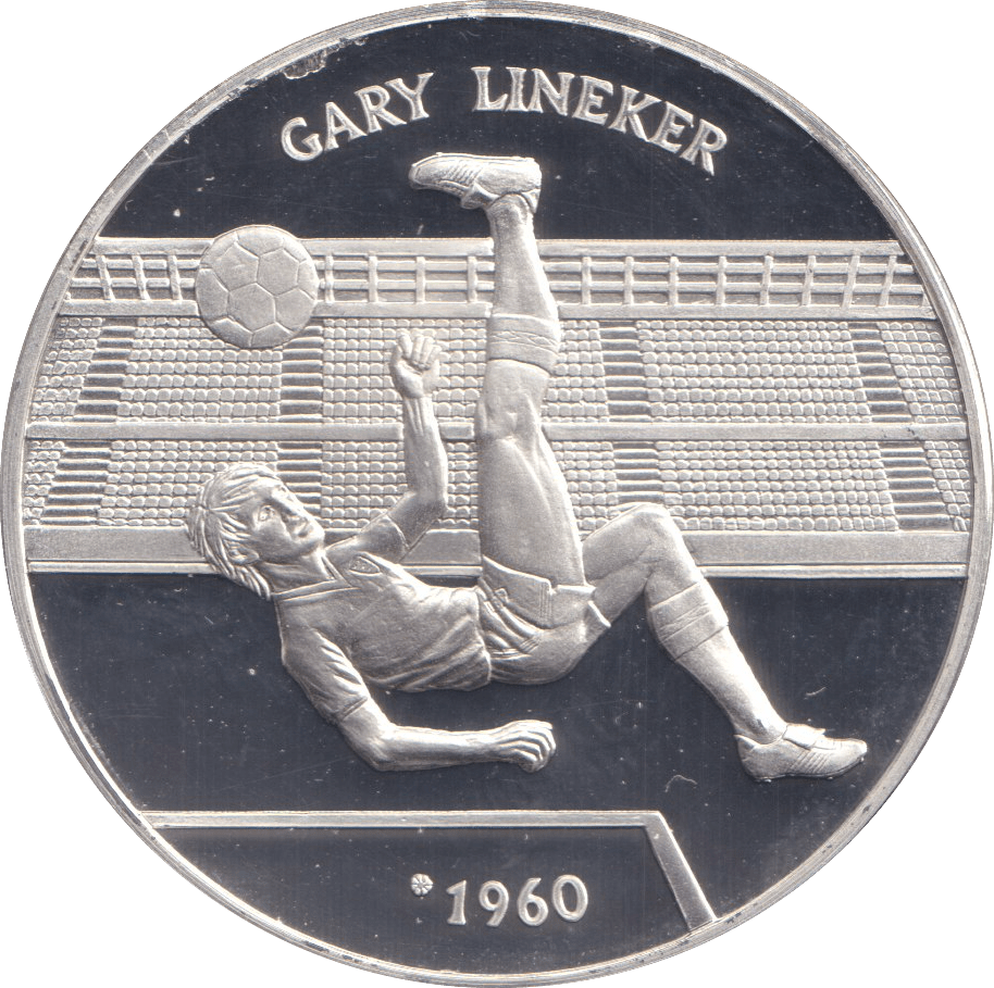 1996 SILVER PROOF GARY LINEKER ROYAL MINT EUROPEAN FOOTBALL CHAMPIONS - SILVER WORLD COINS - Cambridgeshire Coins