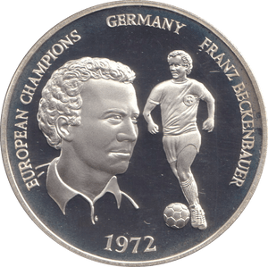 1996 SILVER PROOF GERMANY FRANZ BECKENBAUER EUROPEAN FOOTBALL CHAMPIONSHIP - SILVER WORLD COINS - Cambridgeshire Coins