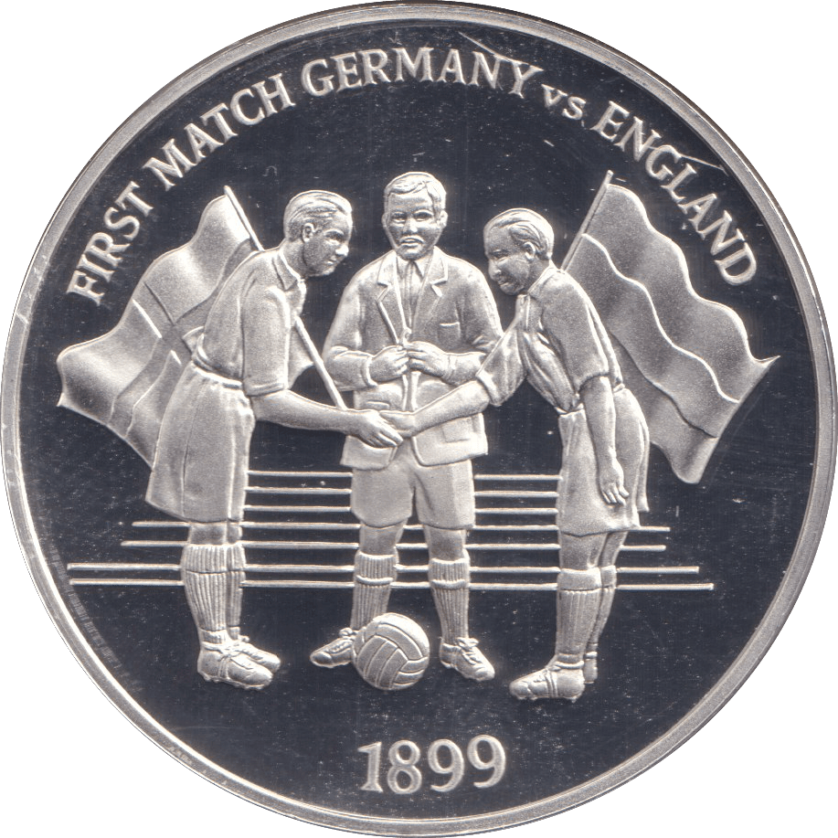1996 SILVER PROOF GERMANY VS ENGLAND EUROPEAN FOOTBALL CHAMPIONSHIP - SILVER WORLD COINS - Cambridgeshire Coins