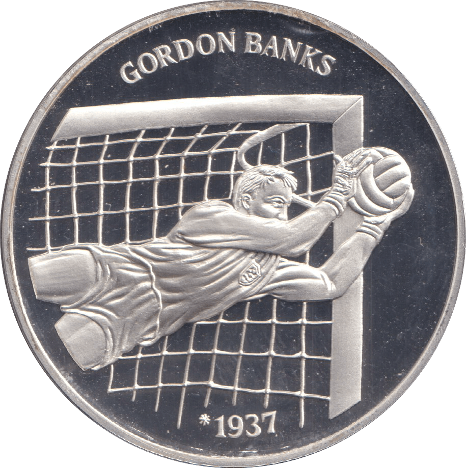 1996 SILVER PROOF GORDON BANKS ROYAL MINT EUROPEAN FOOTBALL CHAMPIONS - SILVER WORLD COINS - Cambridgeshire Coins