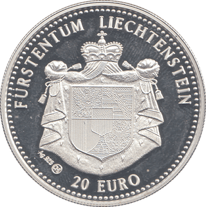 1996 SILVER PROOF LIECHTENSTEIN 20 EURO - WORLD COINS - Cambridgeshire Coins