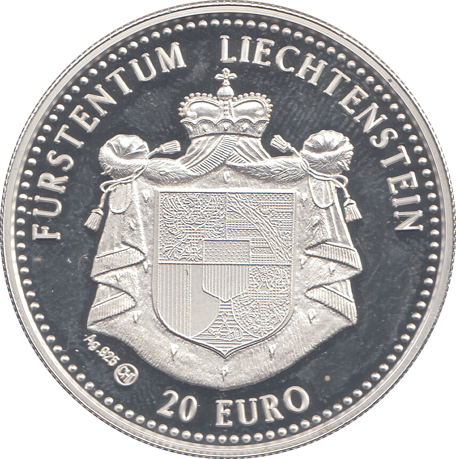 1996 SILVER PROOF LIECHTENSTEIN 20 EURO - WORLD COINS - Cambridgeshire Coins