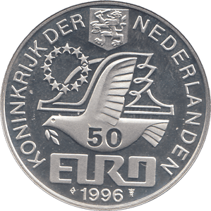 1996 SILVER PROOF NETHERLANDS 50 EUROS - WORLD COINS - Cambridgeshire Coins