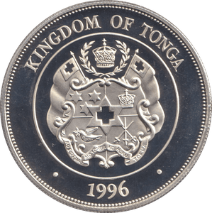 1996 SILVER PROOF ONE PA'ANGA CROWN OF QUEEN MOTHER - SILVER WORLD COINS - Cambridgeshire Coins