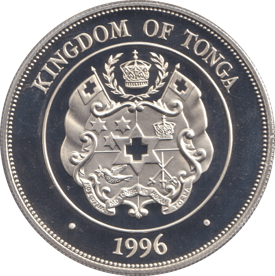 1996 SILVER PROOF ONE PA'ANGA CROWN OF QUEEN MOTHER - SILVER WORLD COINS - Cambridgeshire Coins