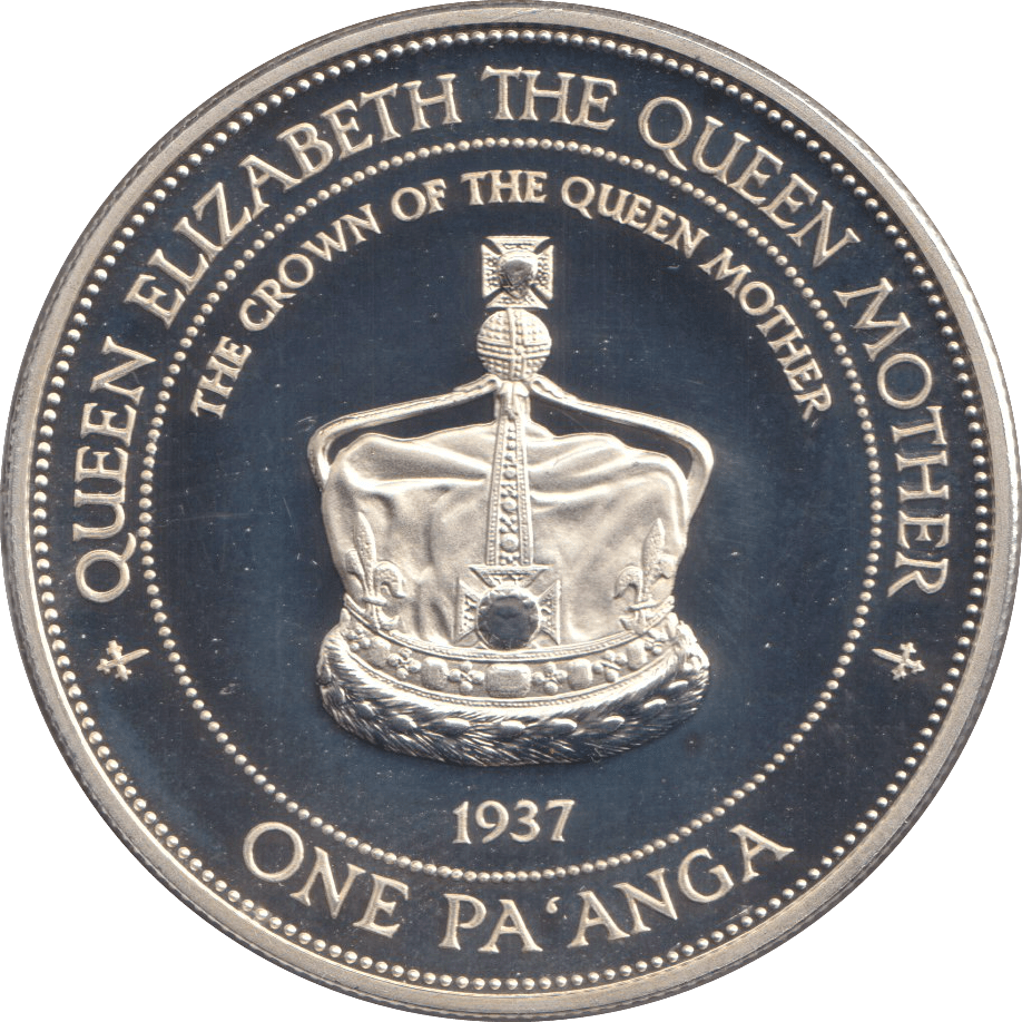 1996 SILVER PROOF ONE PA'ANGA CROWN OF QUEEN MOTHER - SILVER WORLD COINS - Cambridgeshire Coins