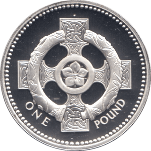 1996 SILVER PROOF ONE POUND £1 CELTIC CROSS - SILVER WORLD COINS - Cambridgeshire Coins