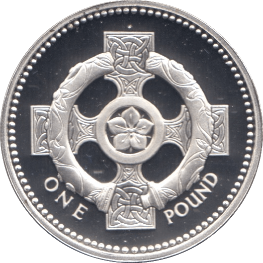 1996 SILVER PROOF ONE POUND £1 CELTIC CROSS - SILVER WORLD COINS - Cambridgeshire Coins