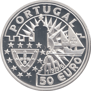 1996 SILVER PROOF PORTUGAL 50 EUROS - WORLD COINS - Cambridgeshire Coins