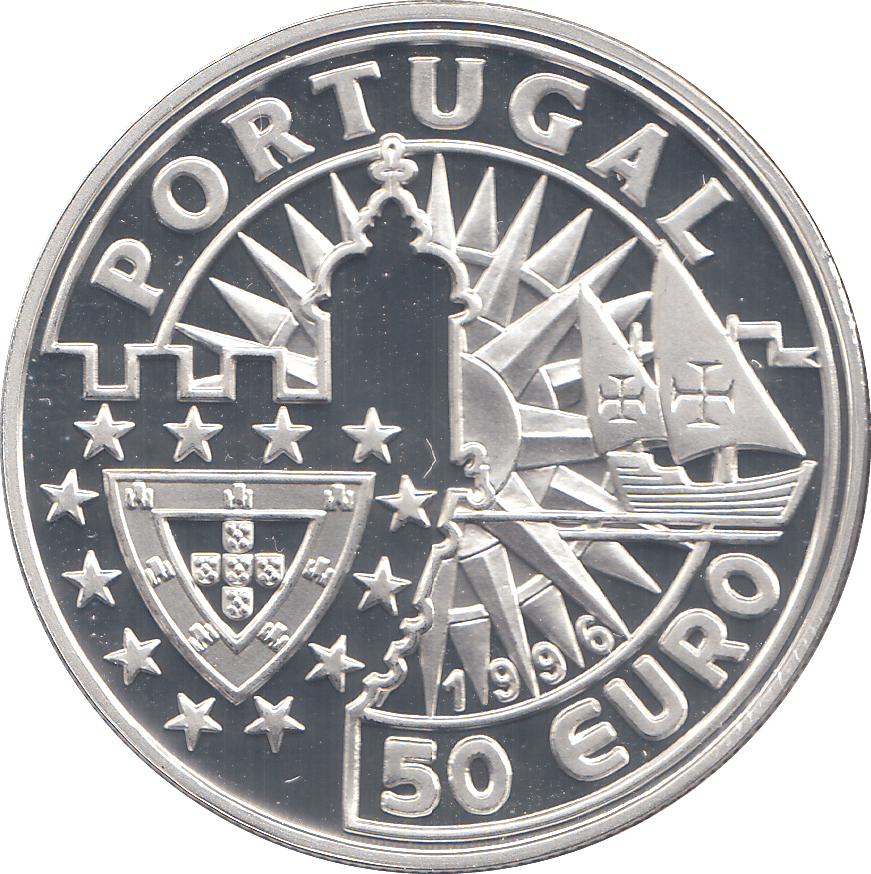 1996 SILVER PROOF PORTUGAL 50 EUROS - WORLD COINS - Cambridgeshire Coins