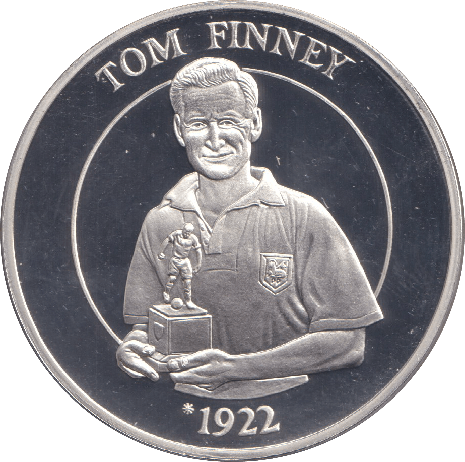 1996 SILVER PROOF TOM FINNEY ROYAL MINT EUROPEAN FOOTBALL CHAMPIONS - SILVER WORLD COINS - Cambridgeshire Coins