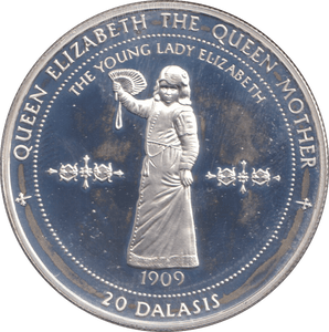 1996 SILVER PROOF TWENTY DALASIS YOUNG ELIZABETH - SILVER WORLD COINS - Cambridgeshire Coins