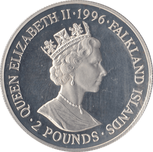 1996 SILVER TWO POUNDS FALKLAND ISLANDS - SILVER WORLD COINS - Cambridgeshire Coins