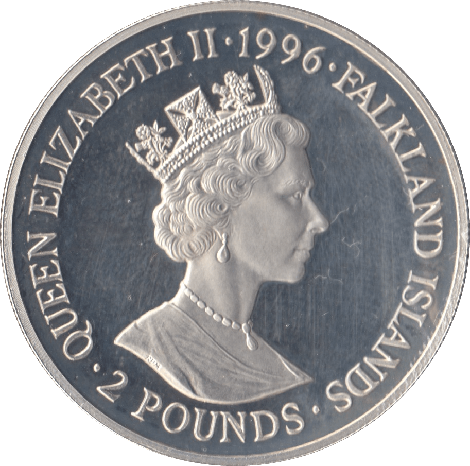 1996 SILVER TWO POUNDS FALKLAND ISLANDS - SILVER WORLD COINS - Cambridgeshire Coins