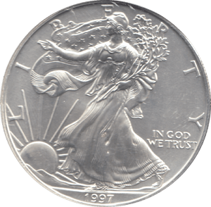 1997 AMERICAN EAGLE SILVER DOLLAR 1 OZ FINE SILVER USA - SILVER WORLD COINS - Cambridgeshire Coins