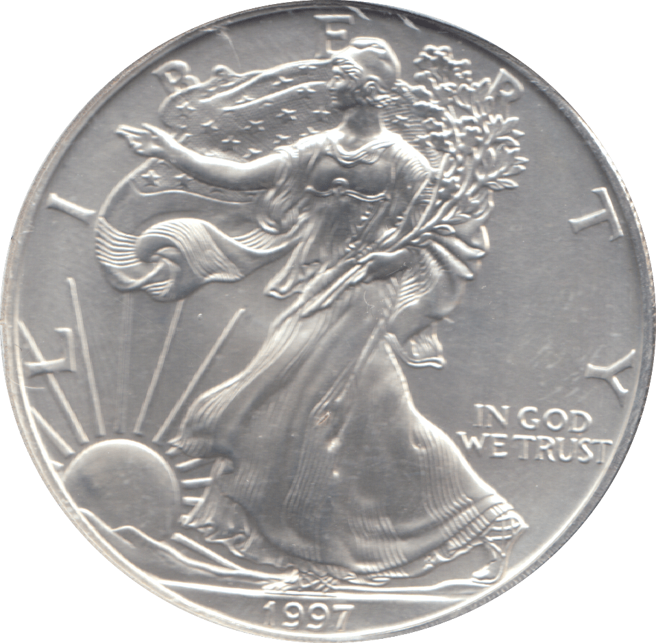 1997 AMERICAN EAGLE SILVER DOLLAR 1 OZ FINE SILVER USA - SILVER WORLD COINS - Cambridgeshire Coins