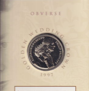 1997 BRILLIANT UNCIRCULATED £5 COIN PRESENTATION PACK GOLDEN WEDDING - £5 BU PACK - Cambridgeshire Coins