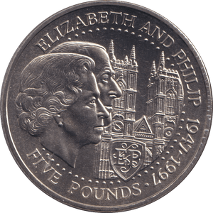 1997 BU FIVE POUNDS ELIZABETH AND PHILIP - WORLD COINS - Cambridgeshire Coins