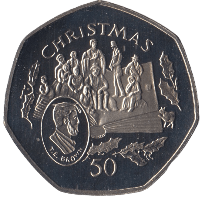 1997 CHRISTMAS 50P T.E BROWN ISLE OF MAN ( PROOF ) - 50P CHRISTMAS COINS - Cambridgeshire Coins