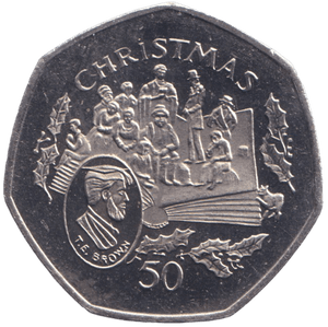 1997 CHRISTMAS 50P T.E. BROWN ISLE OF MAN ( UNC ) - 50P REGIONAL ISSUES - Cambridgeshire Coins