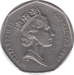 1997 DOLPHIN 50P GIBRALTAR - WORLD COINS - Cambridgeshire Coins