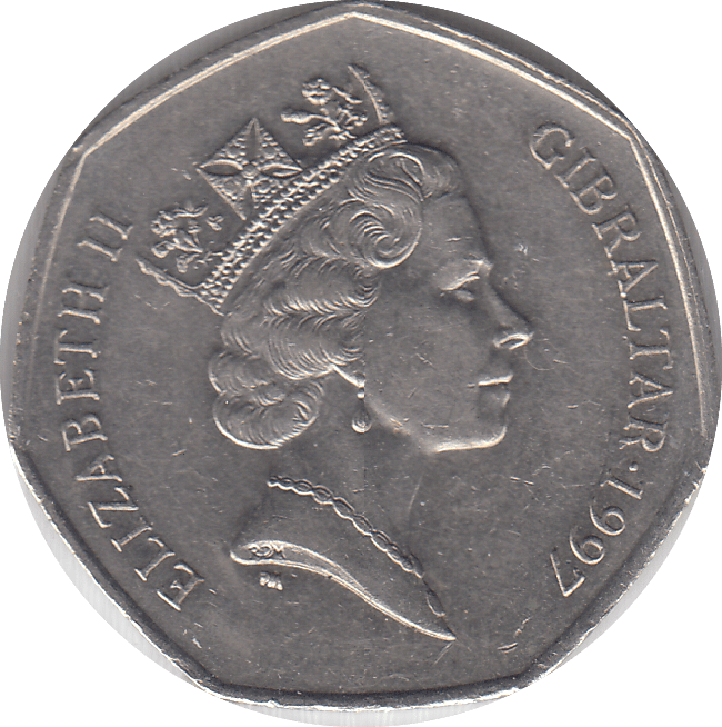 1997 DOLPHIN 50P GIBRALTAR - WORLD COINS - Cambridgeshire Coins