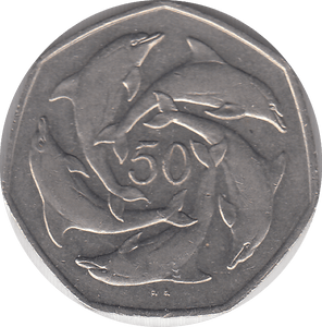1997 DOLPHIN 50P GIBRALTAR - WORLD COINS - Cambridgeshire Coins