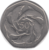 1997 DOLPHIN 50P GIBRALTAR - WORLD COINS - Cambridgeshire Coins